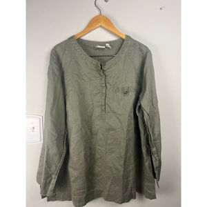 Women's TOTO n KO Linen Tunic Green Size 2X